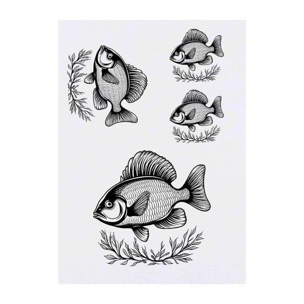 Azeeda 4 x 'Fisch' Temporäre Tattoos - Wasserfest, Hautfreundlich &