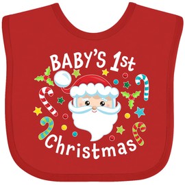 inktastic Baby's 1st Christmas Santa with Candy Canes Baby Bib Red 38fc3
