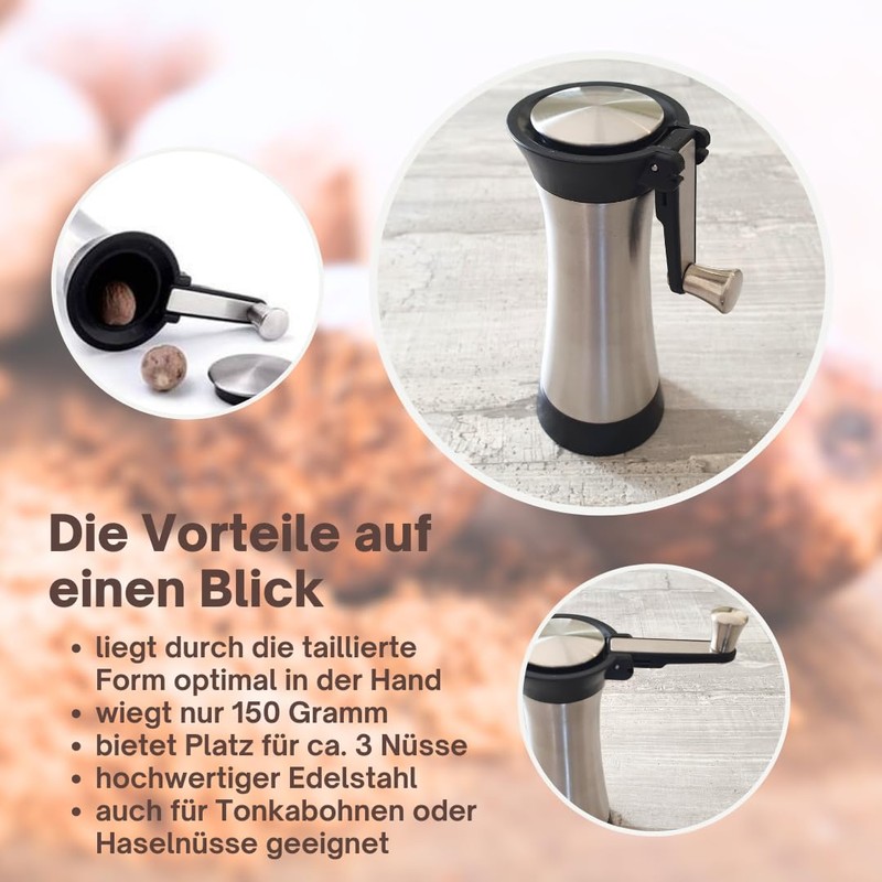 Topanbieter999 Nutmeg Grinder Stainless Steel with Storage Container and Folding
