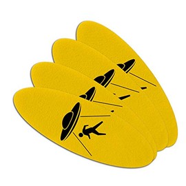 Alien Abduction Hazard Warning Sign Double-Sided Oval Nail File Emery Board Set 4 Pack