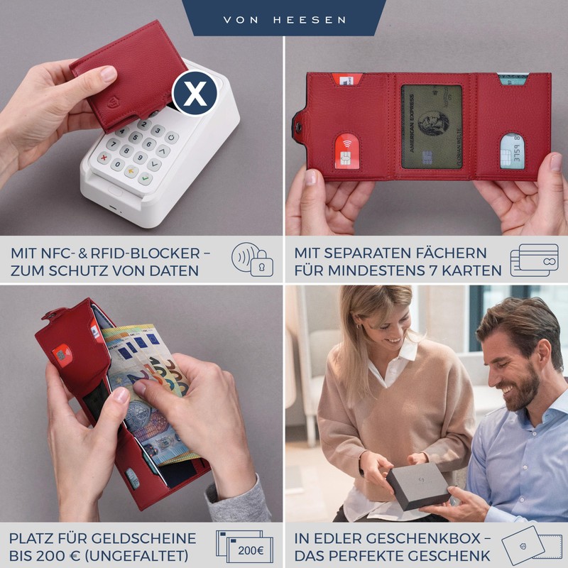 VON HEESEN Credit Card Holder Credit Card Holder, red, Mini