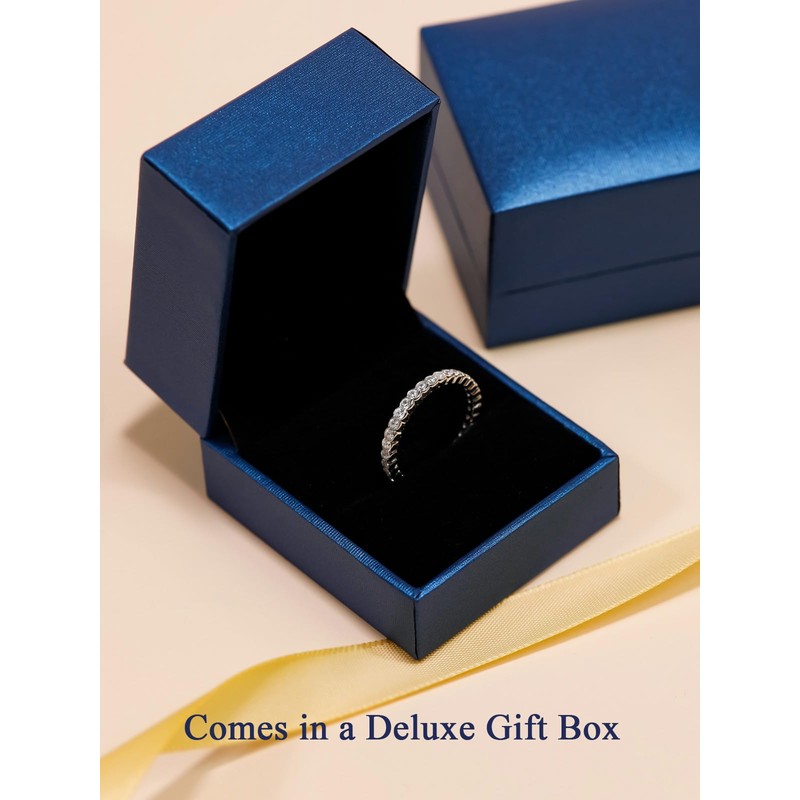 Stackable Eternity Bling Ring Sterling Silver Moissanite Thin Finger Ring