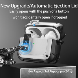 for AirPods Pro 2nd/1st Case,Compatible with AirPods Pro 2nd/1st Generation Case (2022/2019),Auto Pop-Up Lid Design with Cleaner Kit and with Keychain,Compatible with Magsafe (Eject2.0 White)