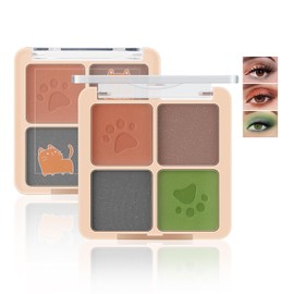 GEUUFEA 4 Colors Eyeshadow Palette, Blendable Matte and Shimmer Eye Shadow Powder, Highly Pigmented Eyeshadow for Brightening the Eyes and Creating a Bold Smoky Look