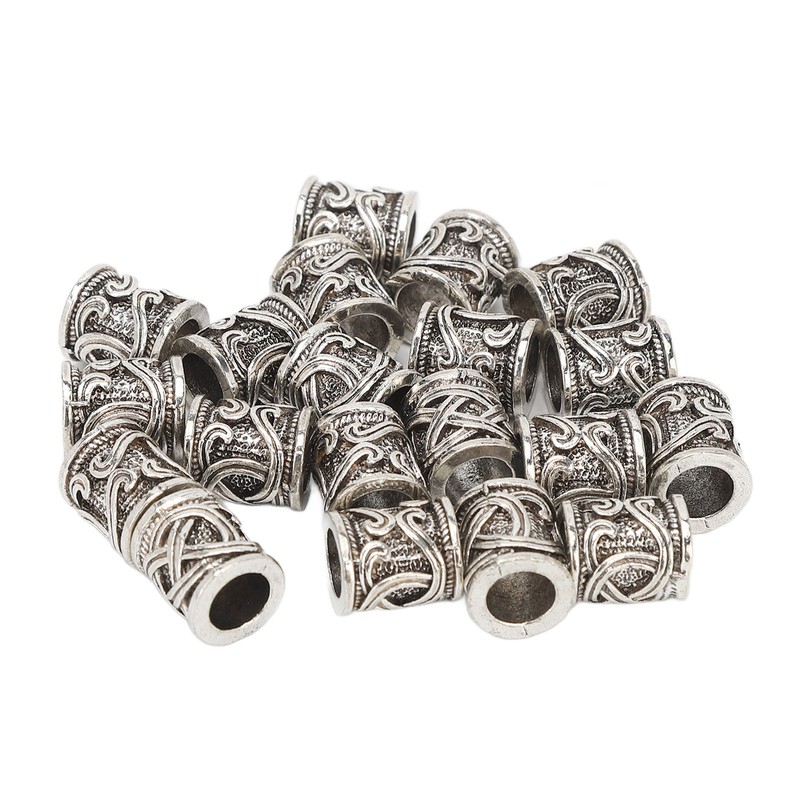 20PCS Beard Beads Retro Alloy Multipurpose Hair Tube Beads for