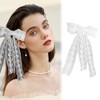 Large lace Bows Hair Clips white lace embroidery Tulle Bow