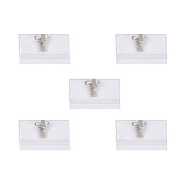 FUGSHIYI Name Badge Holder, Business Card Type, Name Tag Holder, Set of 5, Includes Clip & Safety Pin, For Both ID Cards, Events, Staff, Pass, Employee ID Cards, Parties, Interaction Events, School