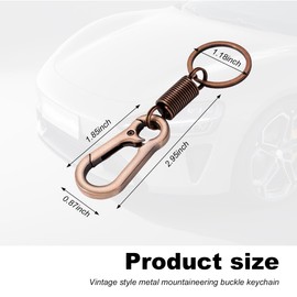SHMZK Retro Carabiner Shape Keychain, Metal Spring Keyring Holder Organizer Clips, Simple Alloy Car Key Rings for Men Women (Copper)