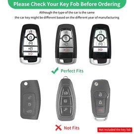 OMU Metal Key Fob Cover Case Compatible with Ford, Zinc Alloy Keychain Compatible with 2021-2024 Bronco&2017-2024 Fusion Edge&2018-2024 Mustang Explorer Expedition F150 F250 F350