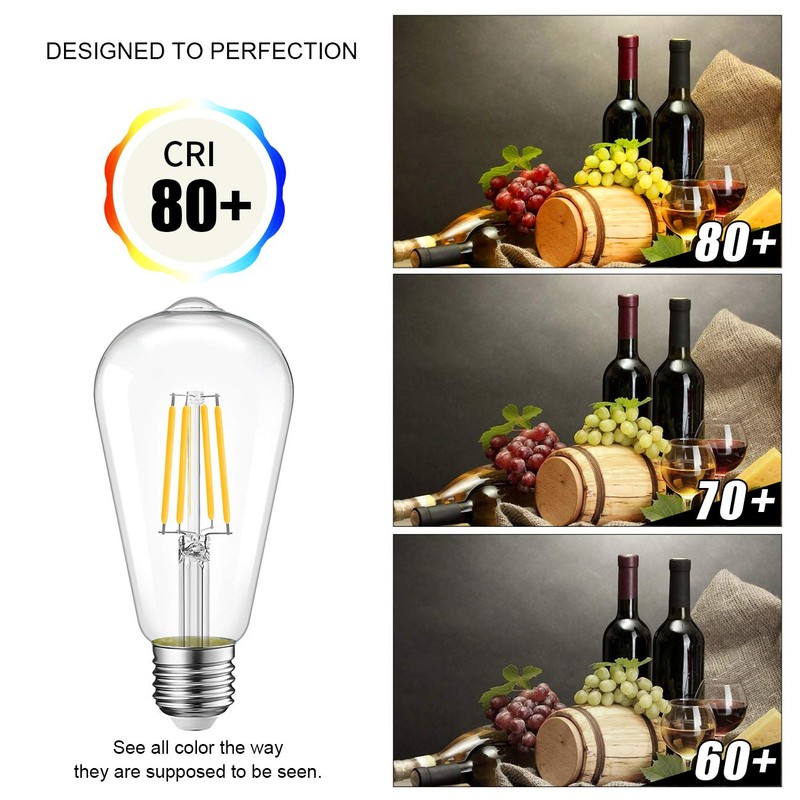 LVWIT 6 Pack Vintage LED Edison Bulbs 75W Equivalent 11W