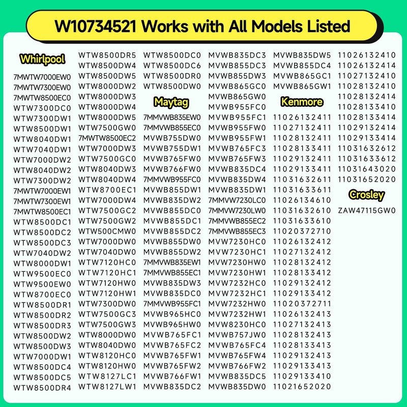 W10734521 Washer Clutch Kit Compatible with Whirlpool Maytag Kenmore Crosley,