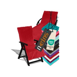 npluseins Cushion for Garden Furniture - Protective Cover with Hood - Fleece 1521.2199, Garden Lounger Approx. 70 x 200 cm, Bordeaux