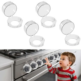 Stove Knob Safety Covers - 4 Pack Transparent Baby Proofing Gas & Oven Knob Locks for Child Safety, Toddler Proof Stove Knob Covers (Large 4-Piece Transparen)