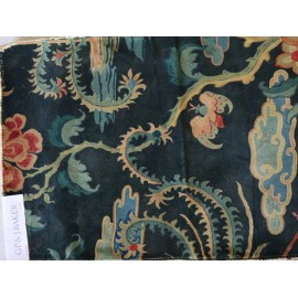 Baker NEW SAMPLE GP&J Baker California Velvet Remnant 17"X12" CHARCOAL MULTI BP10854-1