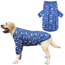 PriPre Dog Navy T Shirts with Forest Dinosaur Pattern Printed Pet Shirt Softable Pajamas Large Dogs (2XL, Forest Dinosaur)