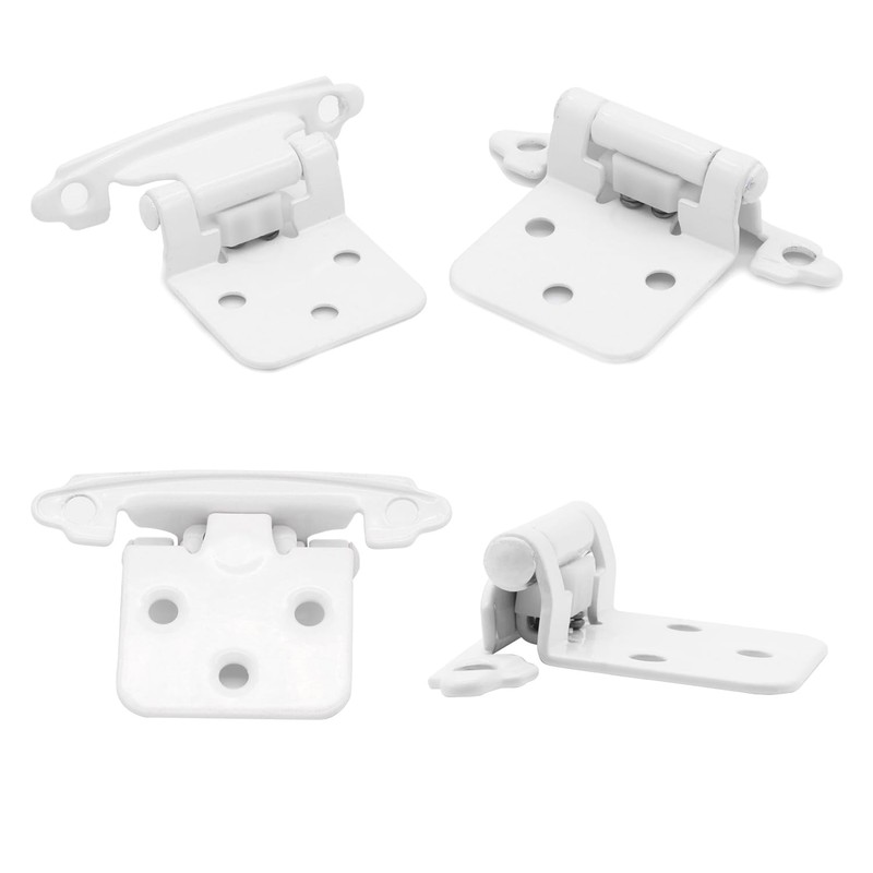 1/2" Overlay Cabinet Door Hinges White, 6 Pack (3 Pairs)