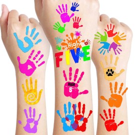 Hi Five Temporary Tattoos for Kids – 100+ Colorful Hand High Five Tattoo Stickers for Boys Girls – Party Favors, Goodie Bag Fillers, School Rewards, Positive Classroom Decorations