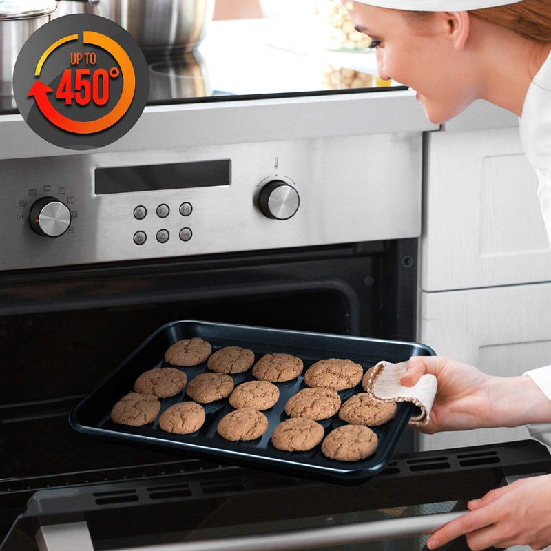 NutriChef Non-Stick Cookie Sheet Baking Pans, 2-Piece Oven Baking Trays