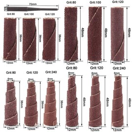 62Pcs Mini Sanding Cone Engine Porting Assortment Kit Cone Cylinder Shaped Abrasive Sanding Set Sleeve Sandpaper Roll with 1/4inch Shank
