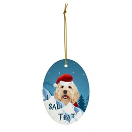 Apricot Cockapoo Dog Christmas Ornament 2025 Oval Ceramic - Funny Saying I Saw That Gifts for Dog Lovers