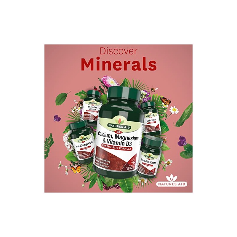 Natures Aid Calcium, Magnesium and Zinc, Maintain Normal Bones, Teeth
