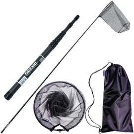 Fairiland Fairiland Maykay Long Handle Fishing Net with Extendable Carbon Pole and Collapsible Full Metal Hoop Telescopic Rubber Landing Net Up to 11ft (3.1M/10FT)