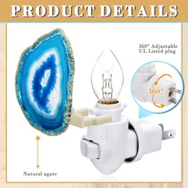 Agate Night Light Agate Slice Light Crystal Nightlight Plug into Wall with Switch Home Decor Hallway Lights, Nightlight for Ttoilet Kitchen Bedroom (Blue)