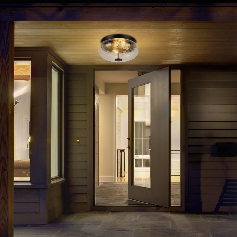 Rosient Motion Sensor Outdoor Ceiling Light, Black Modern Design Ceiling