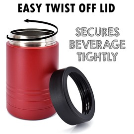 4-in-1 Stainless Steel 12 oz Double Wall Vacuum Insulated Can or Bottle Cooler Keeps Beverage Cold for Hours - Also Fits 16 oz Cans - Powder Coated Maroon - Clear Water Home Goods