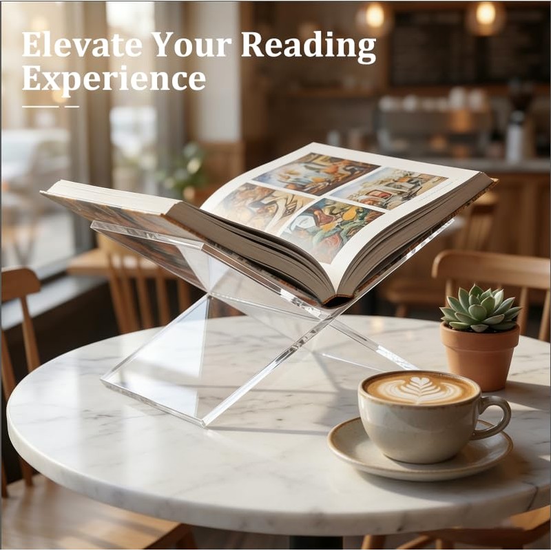 Clear Acrylic Book Stand, 12 x 8 x 6 in
