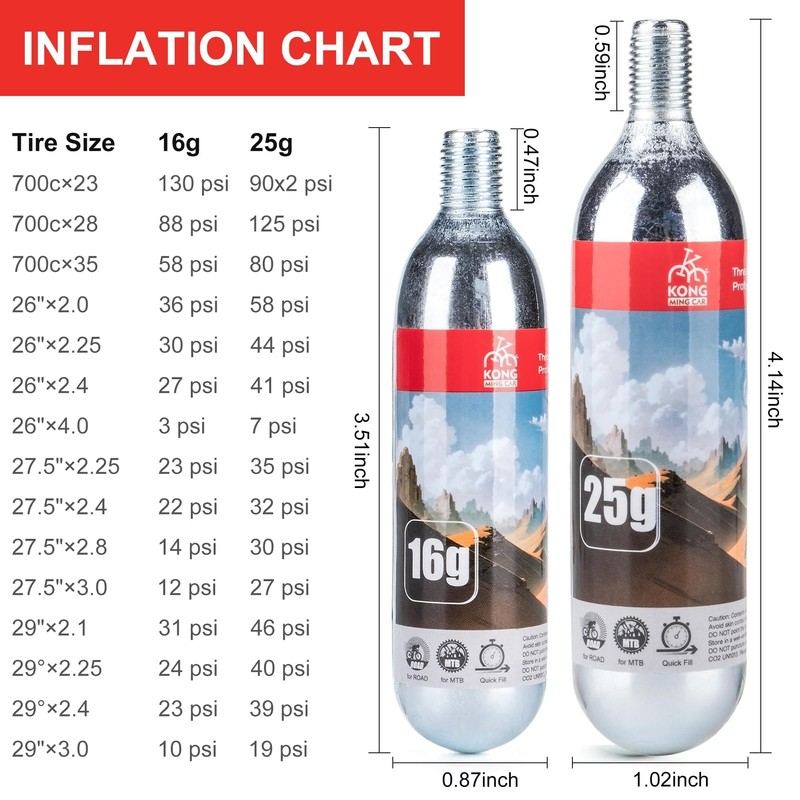 KONG MING CAR CO2 Inflator Sets for Cycling with 6