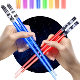 Lightsaber Chopsticks Light Up, Starwars Chopsticks Light Up, Mini Lightsaber, Fun Chop, Cool Chopstick, Light Saber Chopstick, Led Chopstix, 2 PAIRS, Blue Red (Frosted Tips)
