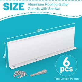 Chiligent 6 Pcs Gutter Valley Splash Guards, Aluminum Roofing Gutter Guard with Screws, Straight Roof Rain Diverter, Rain Drip Gutter Guard for House Shingle Roofs Corner, Valley, or Straight, White