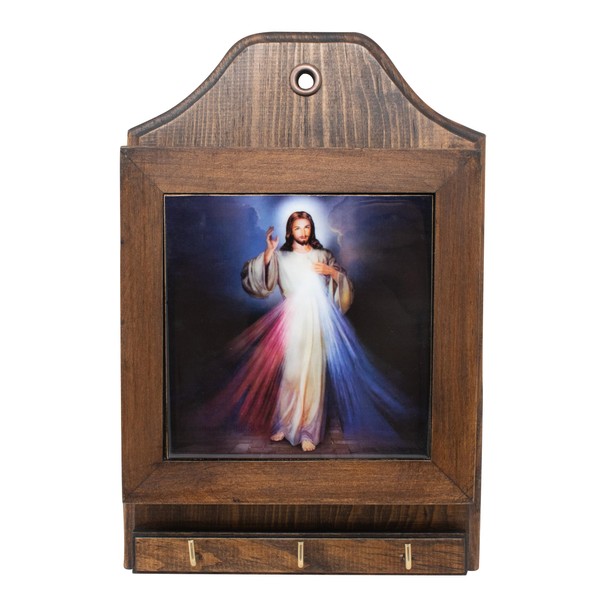 Dvdmatinemovies Divine Mercy Wooden Key and Mailbox Holder: 6.5"x10" Inches
