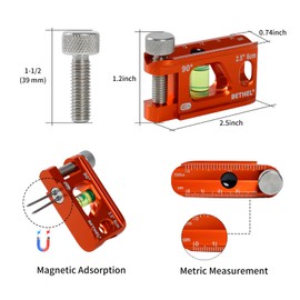 BETHEL Conduit Torpedo Level, Magnetic Pipe Mini Level, 2.5-inch Bubble Vial with V-Groove and Magnet Track, Aluminum Alloy Construction