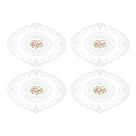 AIMALL 4-Pack Vintage Oval Crochet Placemats, Handmade French Lace Doilies, 12.2x16.5 Inches