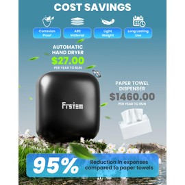 Frstem 1800W Commercial Hand Dryers, Automatic High Speed Hand Dryer Machine with Auto-Infrared Sensor&Smart Temp Control, Air Wiper Compact Hand Dryer for Home, Bathrooms, Restaurants, Hotels, Black