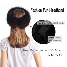 sy soul young Faux Fur Headband with Elastic for Women's Winter Earwarmer Earmuff(One Size,Black with KGB)