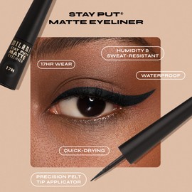 Milani Stay Put Matte 17HR Liquid Eyeliner - Black Matte (0.09 Fl. Oz.) Vegan, Cruelty-Free Liquid Eyeliner - Line & Define Eyes with High Pigment Shades for Long-Lasting Wear