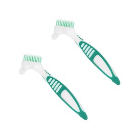 Ergonomic Double-Sided Denture Brush for Dentures (Green, 2)