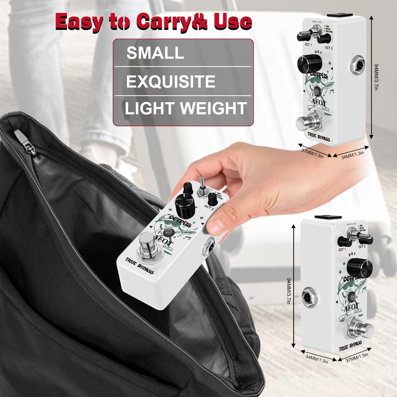 Polyphonic Octave Guitar Pedal, Digital Octave Mini Pedal,3 Modes Octave