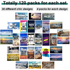 Outus 120 Pcs Motivational Encouragement Quote Cards, Inspirational Kindness Appreciation Gratitude Business Cards, Mini Note Cards for Students, 30 Styles, Landscape