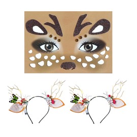 Begonia Luminous Headband Deer Antlers Deer Face Tattoo Sticker Reindeer Headband Deer Costume Reindeer Headband LED Deer Costume Women's for Carnival, Fancy Dress, Theme Party, Cosplay