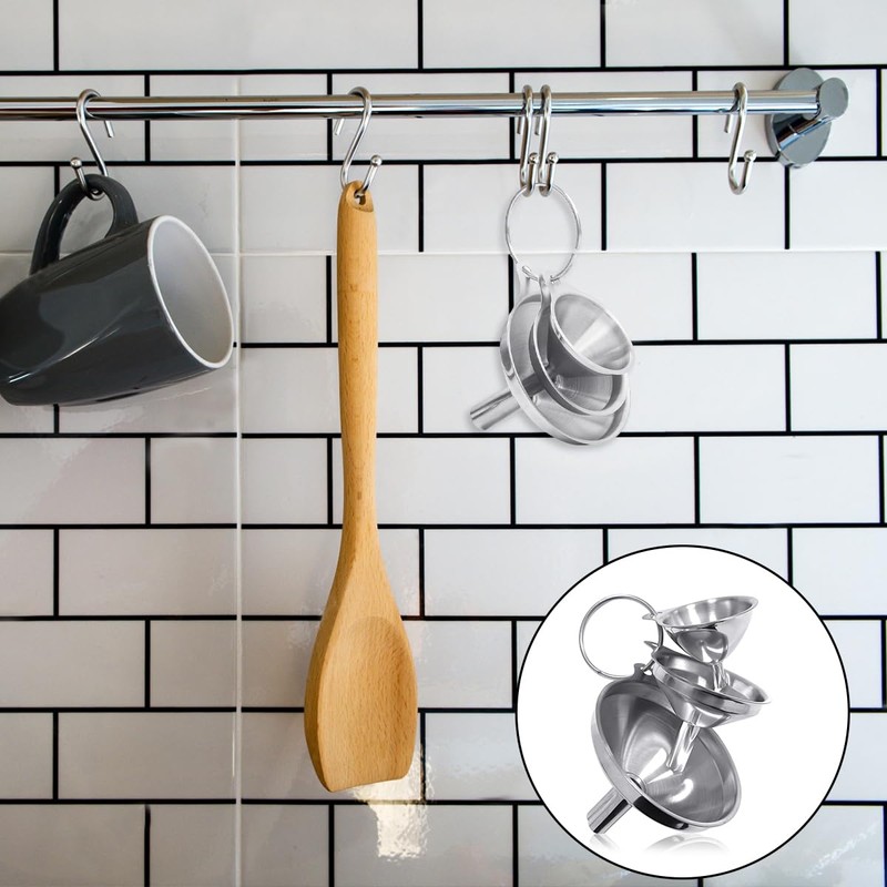 WELANE Metal Funnels, 3 PCS Small Stainless Steel Kitchen Funnels