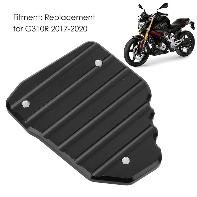 Black Motorcycle Kickstand Extension Plate Aluminium Alloy Side Stand Enlarger
