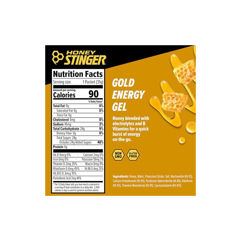 Honey Stinger Gold Gel, 24 packets x 34g