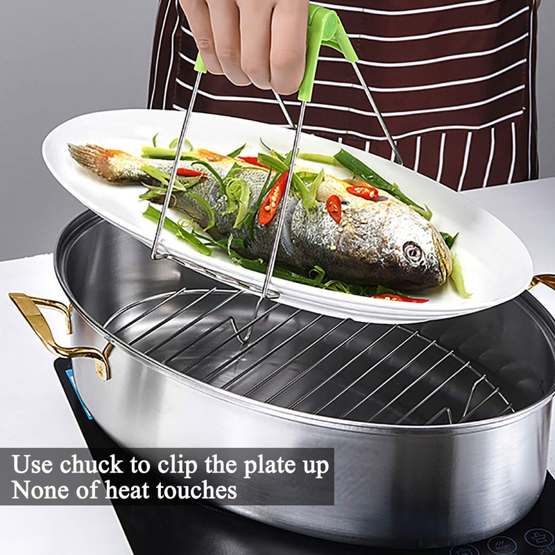 Eglaf 8Qt Stainless Steel Fish Steamer - Multi-Use Oval Cookware