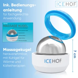 ICEHOF Massage Ball with Cooling Gel - Wellness Cold/Hot Therapy - Manual Self Massage Ball for Home Tension, Deep Massage & Relaxation - Face Roller Gift Fascia Ball
