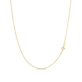 KEZEF 18ct Gold Plated 925 Sterling Silver Box Chain Necklace for Women, Girls Men - Made in Italy - 17 Inches | 43cm