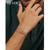 HEVOCY 3-Piece Silver Bracelet Set for Men, Thin Stainless Steel